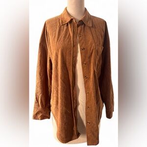 Brown Corduroy Long Sleeve Button-Up Shirt Size Small